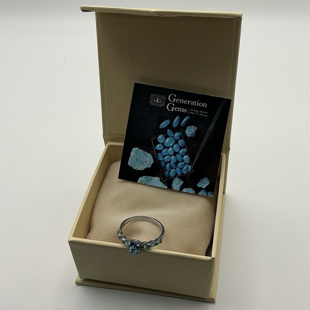 Generation Gems Blue Zircon 2.00ctw 7-Stone Sterling Silver Ring Size 8 QVC